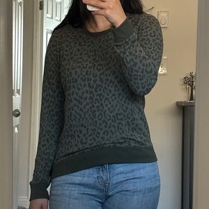 Lucky Brand Green Cheetah Print Sweater